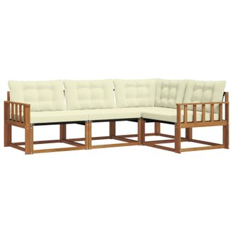 vidaXL Conjunto De Sof&aacute;s De Exterior Con Coj&iacute;n 4 Pcs Natural Y Crema Vidaxl