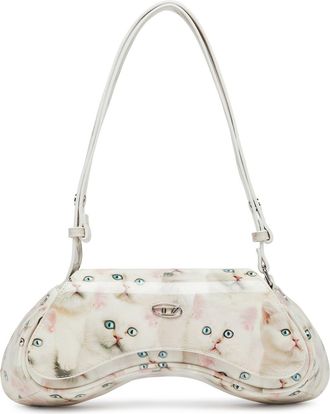 Diesel Play-Shoulder bag in printed glossy PU - Crossbody Bags - Woman - White