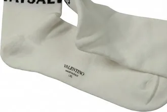 Valentino PV3KI00H4ULI81 Logo-Striped Socks - White