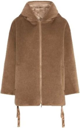 Max Mara Kort omkeerbaar gewatteerd jack met capuchon met trekkoord - Dames - Jassen - Bruin - Maat: 2XS Zijde