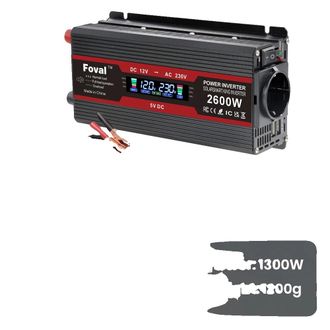 OEM Inversor De Onda Sinusoidal Modificada, Dos Puertos Usb, 2600 W, 12 V, Negro