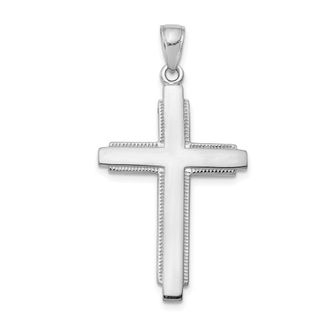 Diamond2Deal 14K White Gold Solid Cross Pendant