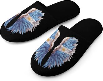 Generic Argentina Flag Wings Mens Slippers Warm Non-Slip Houes Shose Spa Slipper for Home Bedroom