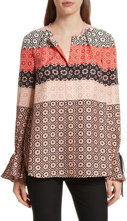 Derek Lam Tie Sleeve Print Silk Blouse in Carnation at Nordstrom Rack, Size 2
