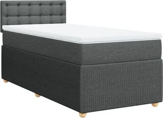 vidaXL Cama Box Spring Con Colch&oacute;n Tela Gris Oscuro 100x200 Cm Vidaxl