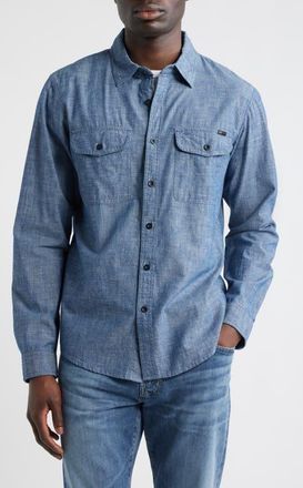 AG - Adriano Goldschmied Miller Cotton Chambray Button-Up Shirt in Channel Sky at Nordstrom, Size Xx-Large
