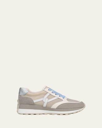 Veronica Beard Valentina Ripstop Mixed Leather Retro Sneakers
