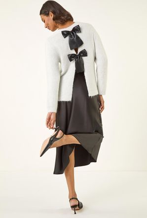 Roman Bow Back Metallic Knit Jumper