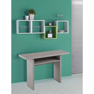 Dmora Consola Extensible Lavanda, Mesa De Comedor Con Apertura Abatible, Consola Multiusos Extensible, 100% Made In Italy, 120x70h75 Cm, Cemento, Con Embala