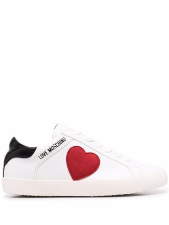 Love Moschino heart-print sneakers - women - Fabric/Rubber/Rubber/Calf Leather - 35 - White