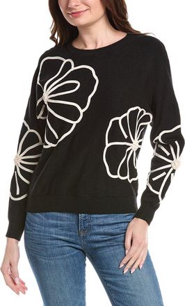 T Tahari Flower Embroidery Pullover
