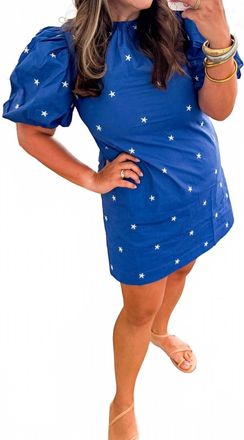 Pinch Design Star Embroidered Dress In Blue