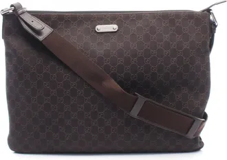 Gucci Brown Canvas Leather Handbag Shoulder Bag (Pre-Owned)