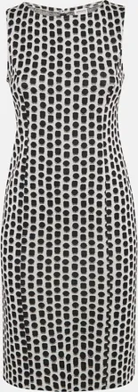 Armani White/black Patterned Jacquard Knit Sleeveless Short Dress