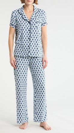 Tart Mana 3-Piece Jersey Pajamas in Indigo Block Print O at Nordstrom Rack, Size X-Large