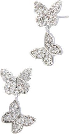 Savvy Cie Jewels Double Butterfly Drop Earrings in White at Nordstrom Rack