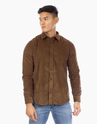 Peter Werth Mens Collared Neck Long Sleeve Shirt - Brown - Size: Regular/36