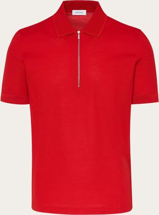 Ferragamo Men Polo with zip collar Red