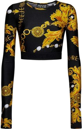 Versace Jeans Couture T-shirts en Polos Zwart - Dames - Longsleeves - Veelkleurig - L - Tops