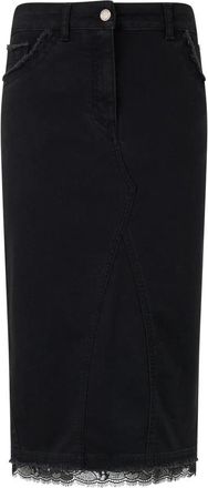 Alberta Ferretti Fitted Denim Midi Rok - Dames - Spijkerrokken - Zwart - S - Denim - Rokken