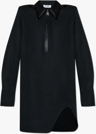 The Attico Zwarte Mini Jurk met Ritssluiting - Dames - Korte kleedjes - Zwart - S - Wol - Kleedjes