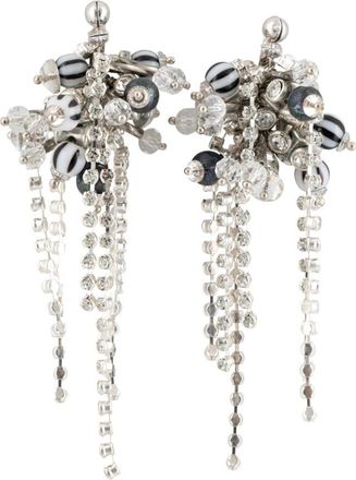 Dries Van Noten Black Silver Embellished Dangler Earrings
