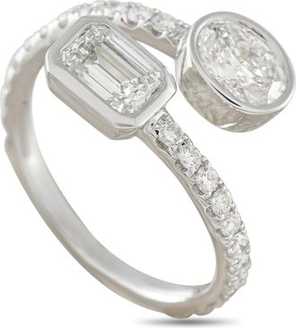 Luxury Bazaar 18K White Gold 1.95ct Diamond Bypass Ring ALR-19074