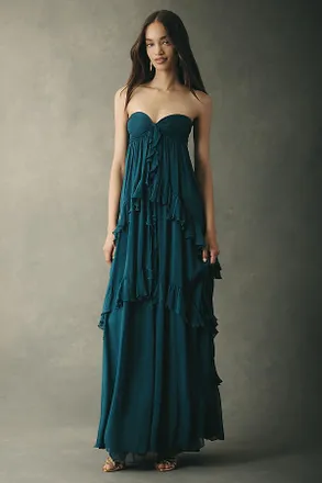 Rococo Sand Strapless Ruffle Maxi Dress