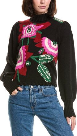 Farm Rio Farm Rio Bold Colorful Flower Knit Wool-Blend Sweater