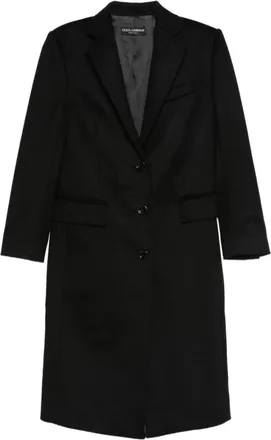 Dolce & Gabbana Enkelrijige jas - Dames - Mantel - Zwart - XL - Wol - Jassen