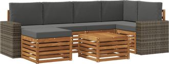 vidaXL Conjunto De Sof&aacute;s De Exterior 7 Uds. Natural Y Antracita Vidaxl