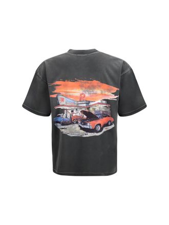 Represent Mens 24 Hour Service Graphic T-Shirt Stained Black Cotton T-Shirts And Polos