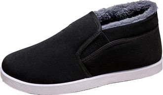 Generic Mens Slip on Shoes Size 5.5 Winter Thick Warm Fur Lined Snow Boots Fuzzy Comfortable Walking Booties Outdoor Casual Anti-Slip Rubber Sole Shoes for Co