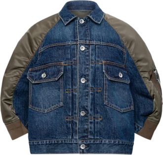sacai Denim and Nylon Twill Jacket with Utility Design