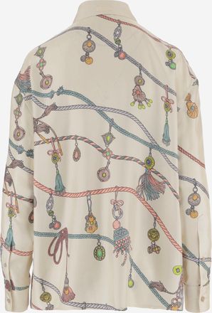 Versace Womens Shirt, Silk, All-Over Print Multicolour