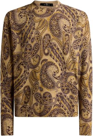 Etro Heren Paisley Print Trui - Heren - Ronde hals truien - Bruin - XL - Truien & Vesten