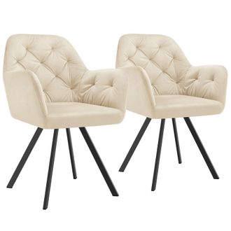 TecTake Armchair Lucia Set Of 2 - Cream | Size: 2 Pack