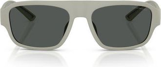 Emporio Armani 55mm Rectangle Sunglasses in Rubberized Matte Grey /Grey at Nordstrom