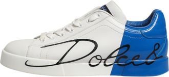 Dolce & Gabbana White Blue Portofino Low Top Sneakers Mens Shoes (Pre-Owned)