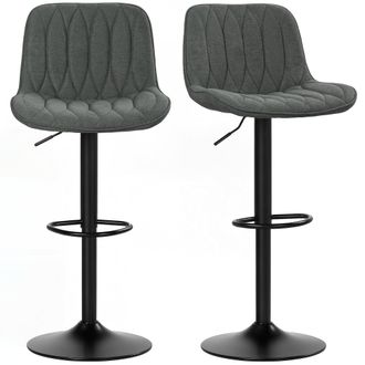 HOMCOM Bar Stools Set Of 2 - Modern Armless Bar Chairs - Grey | TJ Hughes