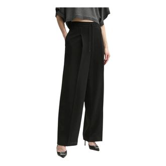 Michael Kors Broeken, Dames, Zwart, M, Polyester, Gevouwen Cr&ecirc;pe Track Pants