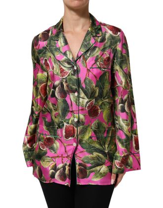 Dolce & Gabbana Womens Fig-Printed Silk Blouse Pink