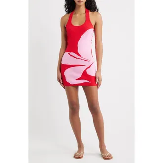 Kulani Kinis Knit Halter Minidress in Berry Bliss at Nordstrom, Size X-Small