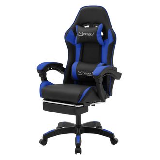 ML Design Silla gaming ergon&oacute;mica azul con reposap&iacute;es coj&iacute;n lumbar reposacabeza