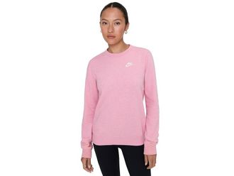 Nike Sportswear Club Fleece Crew Neck Sweatshirt Womens Sweatshirt Elemental Pink/Heather/White : SM (US 4-6), Cotton/Fleece/Polyester