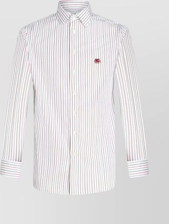 Etro spread collar striped logo shirt