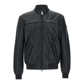 Peuterey Chaqueta de Cuero Negra de Punto de Canal&eacute; - Jackets - Hombre - Negro - 2XL