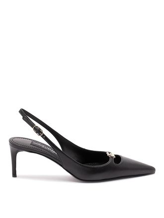 Dolce & Gabbana Silk-Effect Nappa Leather Slingbacks