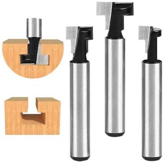 OEM Juego De 3 Fresas Para Ranura En T De 8 Mm (7,93/9,52/12,7 Mm) Con V&aacute;stago Y Cuchillas, Para Trabajar La Madera Y Usar Con Herramientas El&eacute;ctricas - C