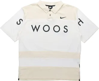 Nike Sportswear Swoosh Logo Printing Contrasting Colors Loose Polo Shirt White DJ5370-110